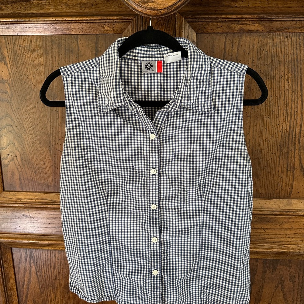 Vintage ARIZONA JEAN COMPANY Blue & White Gingham Top Women’s Size M 100% Cotton
